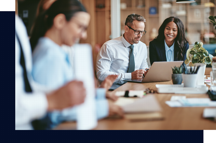 Man and woman in a business meeting together