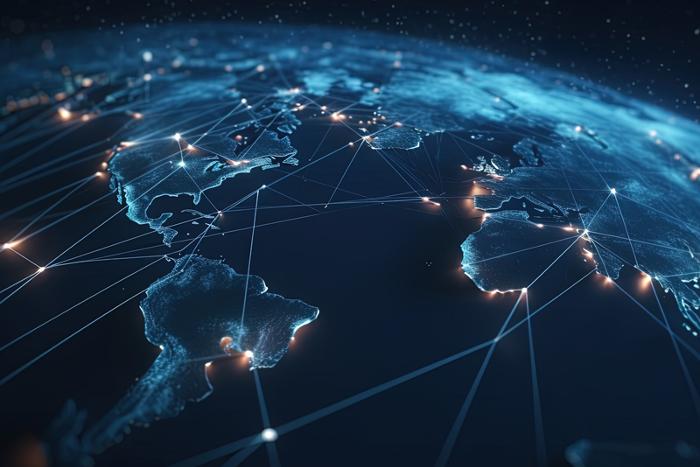 The globe with lines between each country